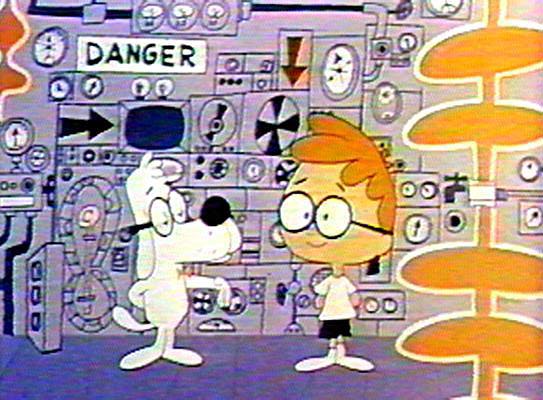 Cartoon characters Mr. Peabody and Sherman and the WayBack Machine